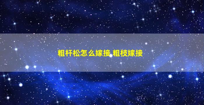 粗杆松怎么嫁接 粗枝嫁接